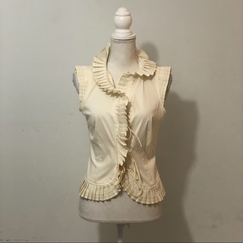 Laundry by Shelli Segal Vintage Gathered Cream Top